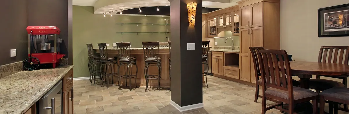 modern basement remodeling with custom finishes and open layout in a home in Boulder, CO