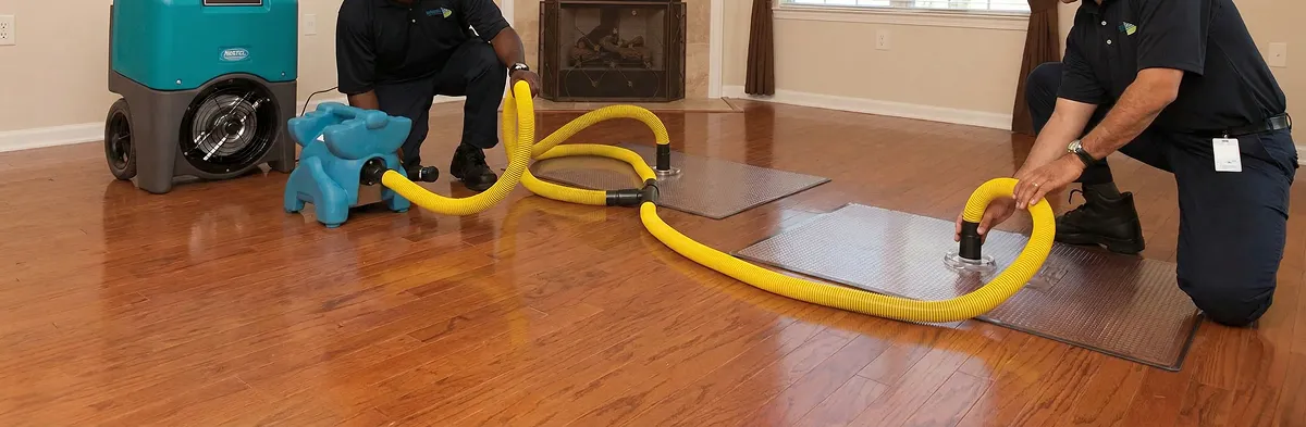 emergency water removal technicians extracting standing water from a home using professional equipment in Boulder, CO