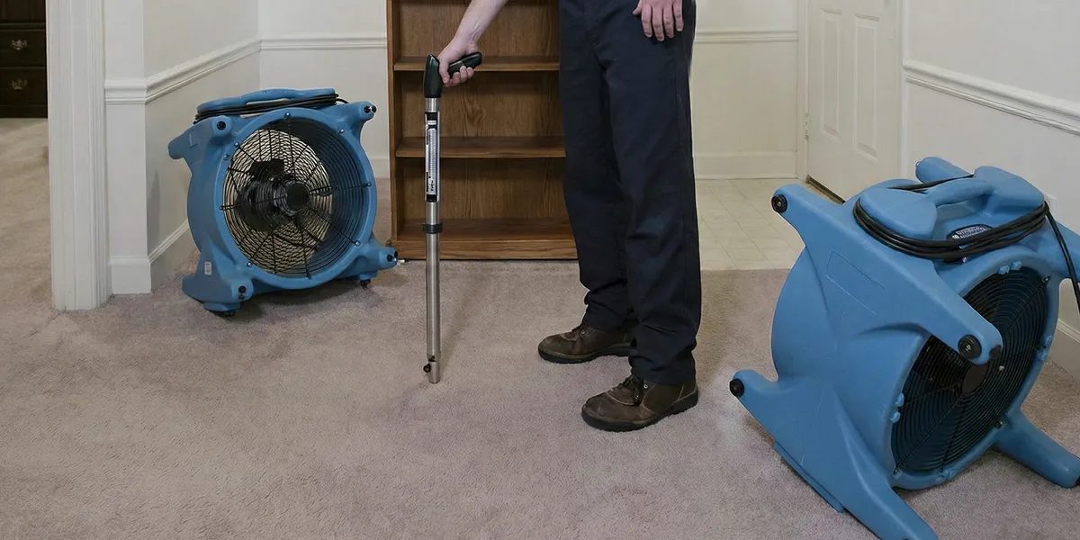 emergency water removal equipment deployed to dry a flooded residential interior in Boulder, CO