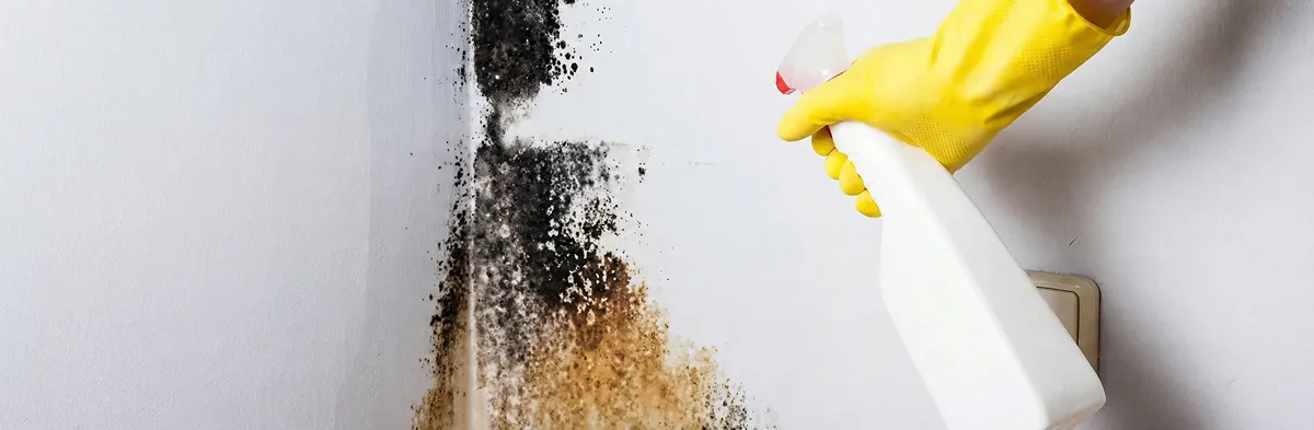 visible mold growth on an interior wall being treated during mold removal service in Boulder, CO