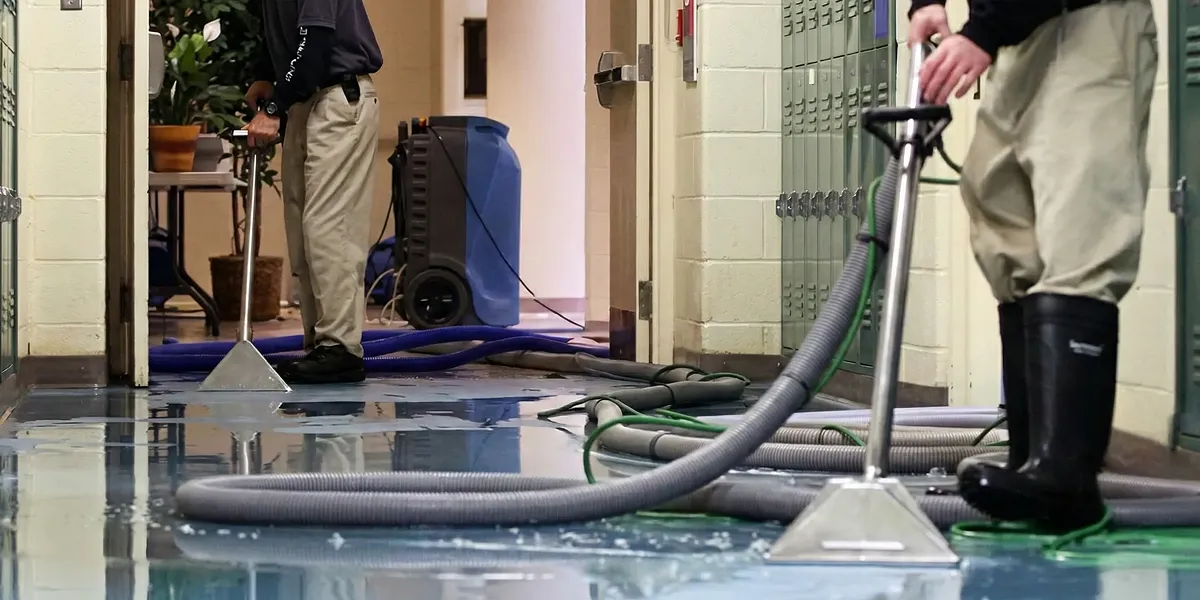 water damage restoration technicians performing professional water extraction inside a property in Boulder, CO